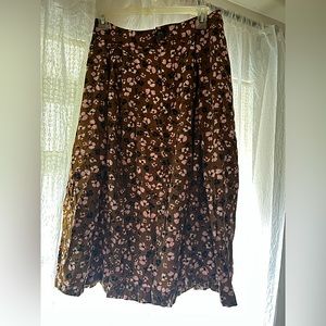 Floral High Waisted Midi Skirt